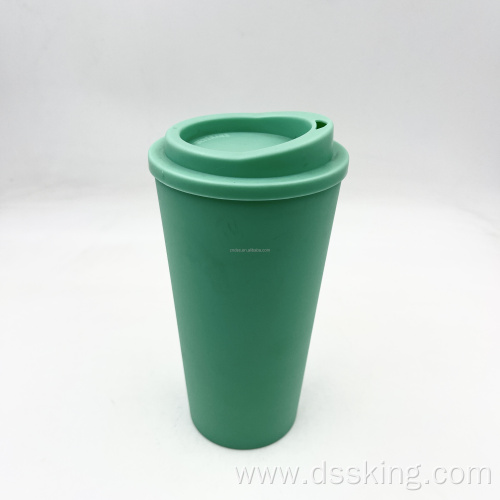 Double wall PP travel mug 16oz 500ml plastic cups reusable coffee cup with lids